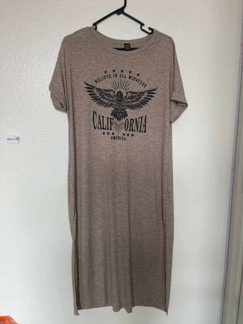 SHEIN Taupe California Graphic Maxi Dress